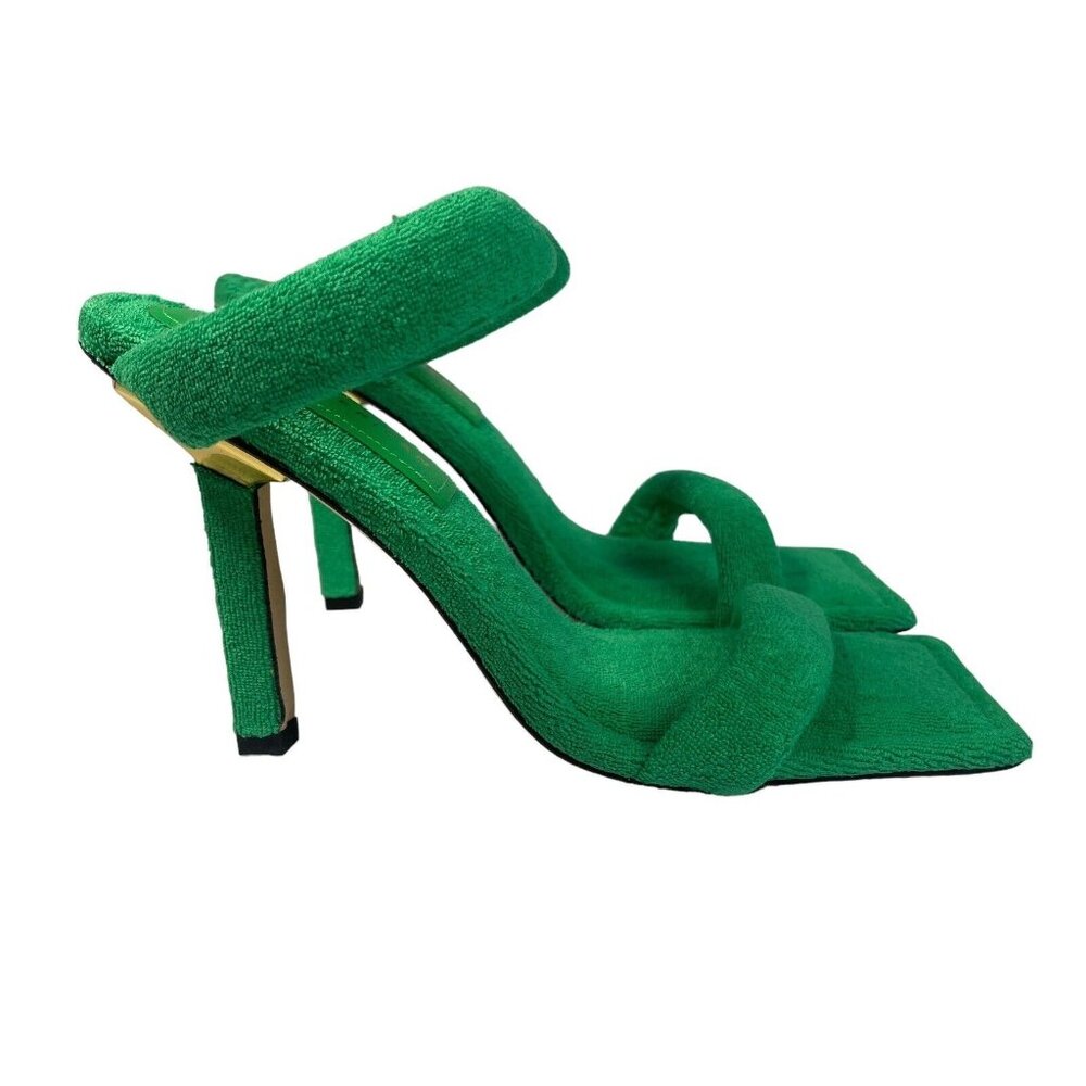 Good American Shoes Size 6.5 Heels Green Terry GA354T-X NEW Summer Vacation Pool - Picture 9 of 13